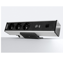 DeskUp alu 2x2P+T + 2 USB + 2 keystone non équipé DIGITEL
